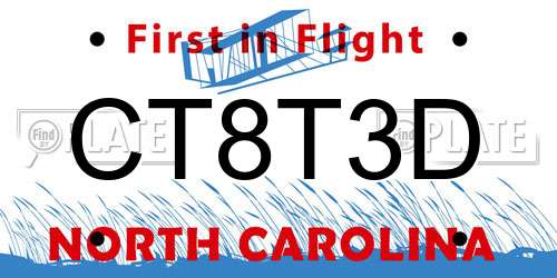 CT8T3D North Carolina License Plate