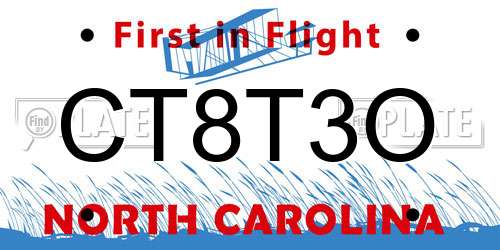 CT8T3O North Carolina License Plate