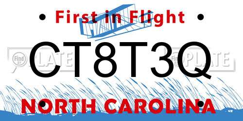 CT8T3Q North Carolina License Plate