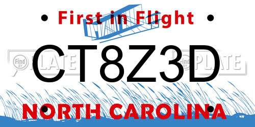 CT8Z3D North Carolina License Plate