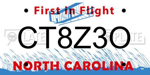 CT8Z3O North Carolina License Plate