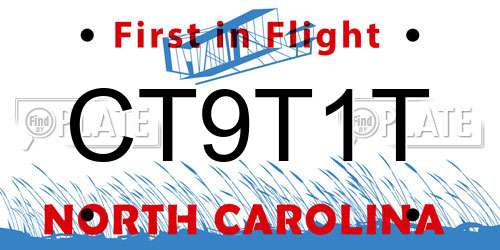 CT9T1T North Carolina License Plate