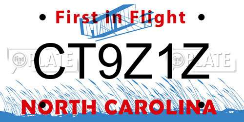 CT9Z1Z North Carolina License Plate