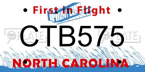 CTB575 North Carolina License Plate