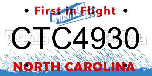 CTC4930 North Carolina License Plate