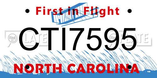CTI7595 North Carolina License Plate