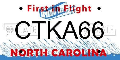 CTKA66 North Carolina License Plate