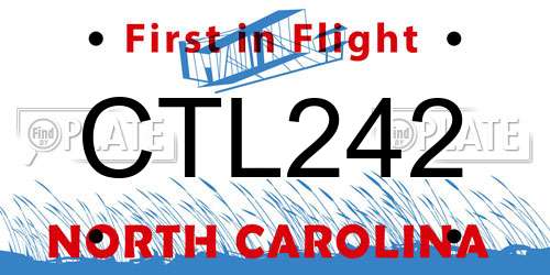 CTL242 North Carolina License Plate