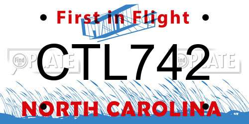 CTL742 North Carolina License Plate