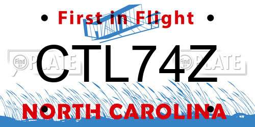 CTL74Z North Carolina License Plate