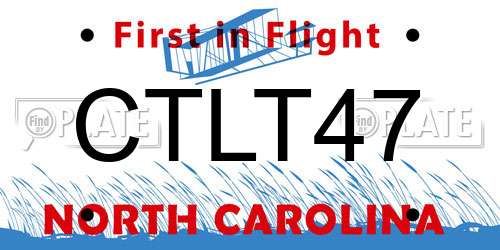 CTLT47 North Carolina License Plate