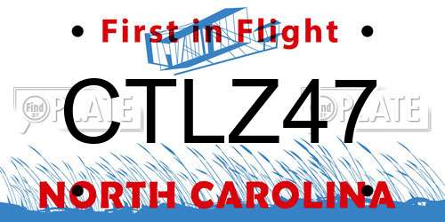 CTLZ47 North Carolina License Plate