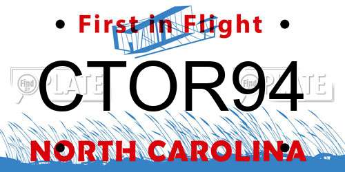 CTOR94 North Carolina License Plate