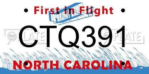 CTQ391 North Carolina License Plate