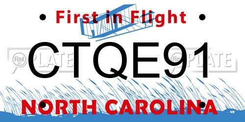 CTQE91 North Carolina License Plate