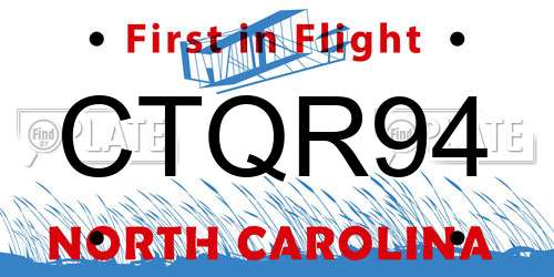 CTQR94 North Carolina License Plate