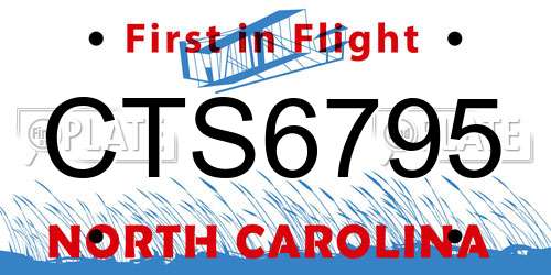 CTS6795 North Carolina License Plate