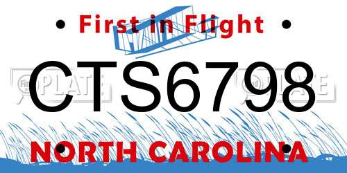 CTS6798 North Carolina License Plate