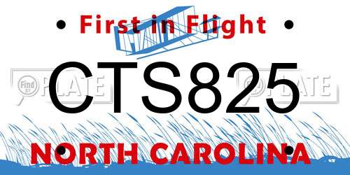 CTS825 North Carolina License Plate