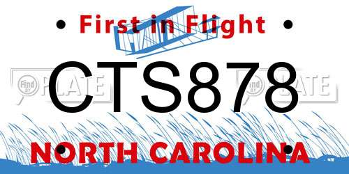 CTS878 North Carolina License Plate