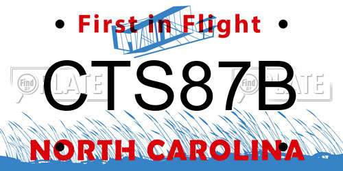 CTS87B North Carolina License Plate