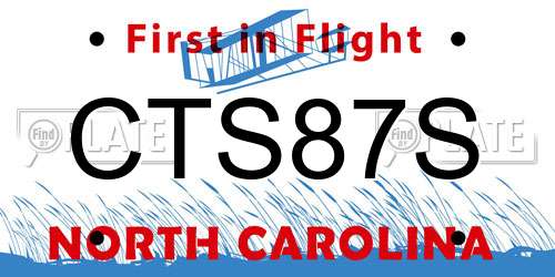 CTS87S North Carolina License Plate