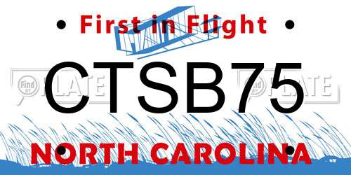 CTSB75 North Carolina License Plate