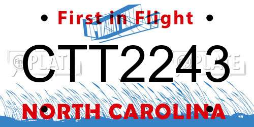 CTT2243 North Carolina License Plate