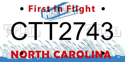 CTT2743 North Carolina License Plate