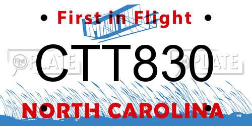 CTT830 North Carolina License Plate