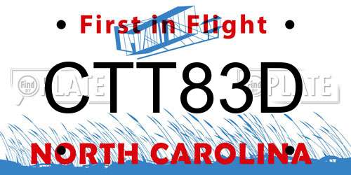 CTT83D North Carolina License Plate