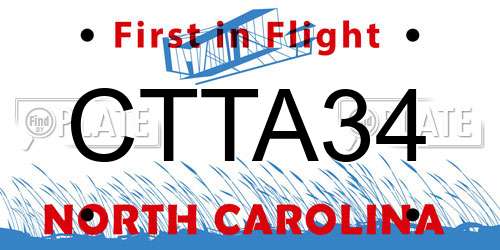 CTTA34 North Carolina License Plate