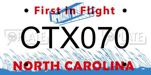 CTX070 North Carolina License Plate