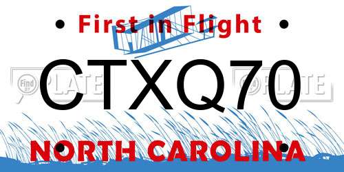 CTXQ70 North Carolina License Plate