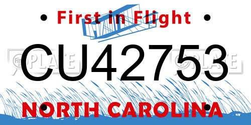 CU42753 North Carolina License Plate