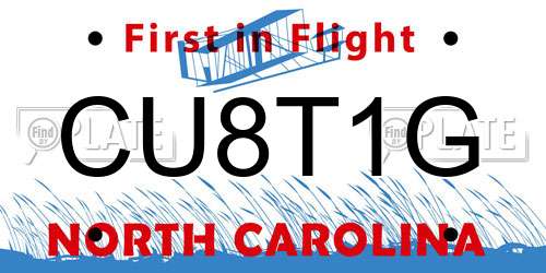CU8T1G North Carolina License Plate
