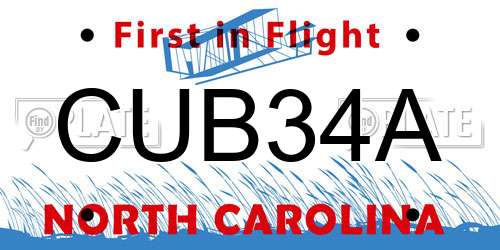 CUB34A North Carolina License Plate