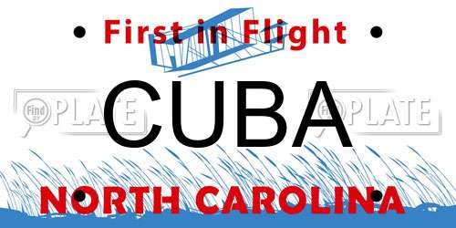 CUBA North Carolina License Plate