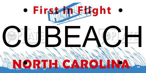 CUBEACH North Carolina License Plate