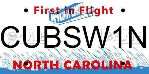 CUBSW1N North Carolina License Plate