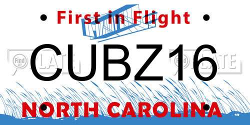 CUBZ16 North Carolina License Plate