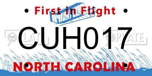 CUH017 North Carolina License Plate
