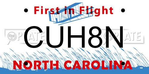 CUH8N North Carolina License Plate
