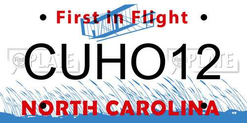 CUHO12 North Carolina License Plate