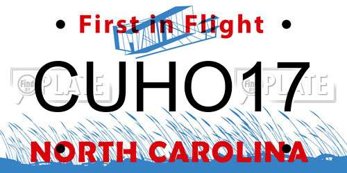 CUHO17 North Carolina License Plate