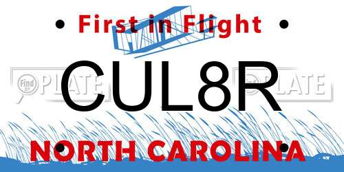 CUL8R North Carolina License Plate