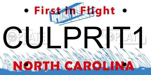 CULPRIT1 North Carolina License Plate