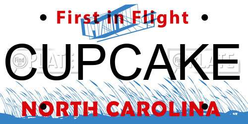 CUPCAKE North Carolina License Plate