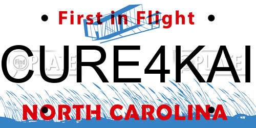 CURE4KAI North Carolina License Plate