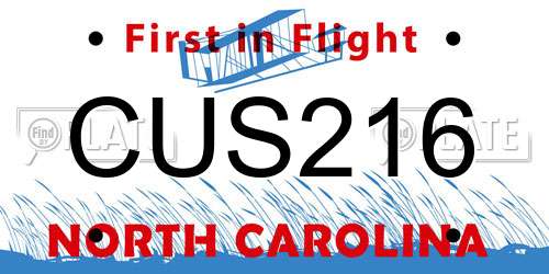 CUS216 North Carolina License Plate